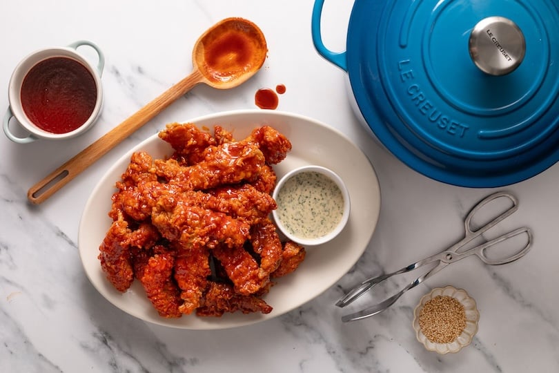 Fried Chicken with Sweet Pepper Glaze